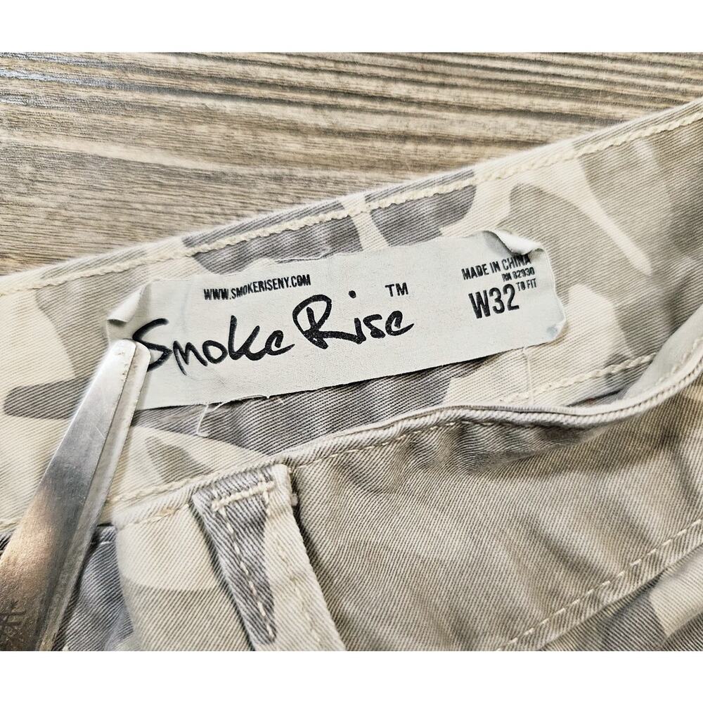 Smoke Rise Pants Mens 32x32 Tan Cream Camo Cargo Stretch Denim Jeans Skinny Fit - Picture 4 of 9
